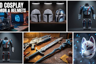 design 3d helmet print and paint, 3d cosplay armor, anime mask, 3d cosplay props