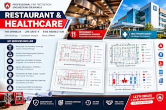design restaurant fire sprinkler, healthcare life safety fire protection drawing