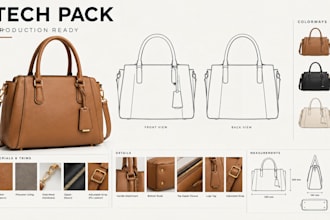 design golf, travel and fashion bag tech packs for manufacturing