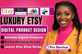 do luxury etsy digital product, shop listing with etsy digital products design