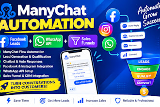 do manychat flow automation, facebook, lead generation, whatsapp API,  tiktok