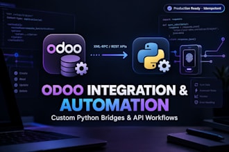 develop custom odoo integrations, XML rpc apis, and automated data sync