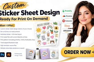 design custom sticker sheet for print on demand