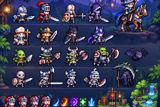 create custom pixel art characters sprites game assets 2d game assets animation