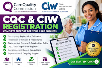 do cqc and ciw registration for UK healthcare and social care businesses