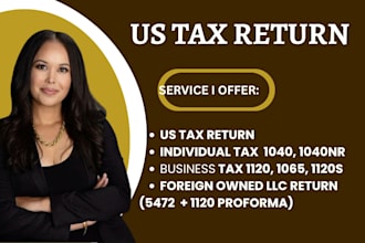 prepare and efile US tax return, individual and business tax, non resident tax