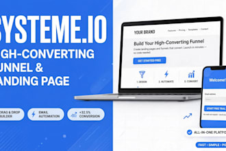 create systemeio landing page and sales funnel