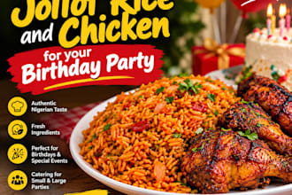 cook jollof rice and chicken for your birthday party
