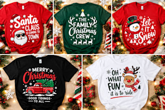design christmas t shirt, matching family shirt and holiday apparel