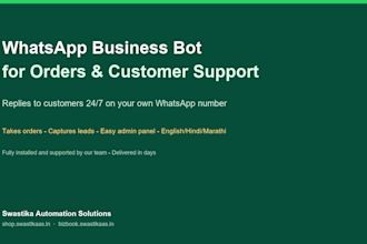 create a whatsapp business bot for orders and support