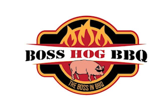 design boss hog BBQ restaurant food logo