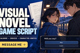 write visual novel game scripts, otome stories and branching dialogue