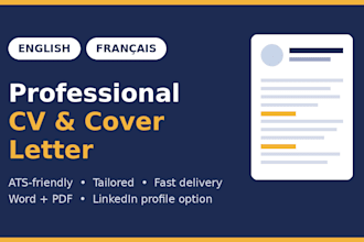 write a professional CV and cover letter in english or french