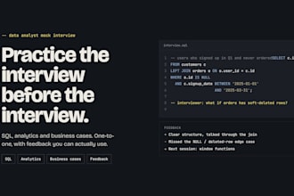 conduct a tailored data analyst mock interview with detailed feedback