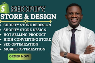 do shopify store design, shopify website, dropshipping store as shopify expert