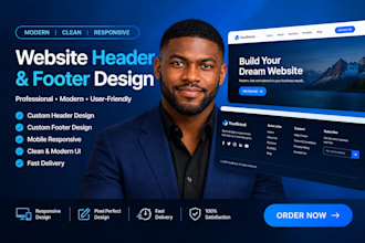 design a modern website header and footer