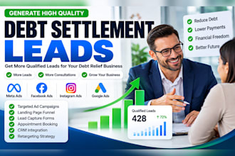 generate debt settlement leads debt relief leads meta ads sales funnel CRM