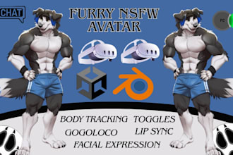 create custom vrchat furry avatar vtuber 3d nsfw model vrc character