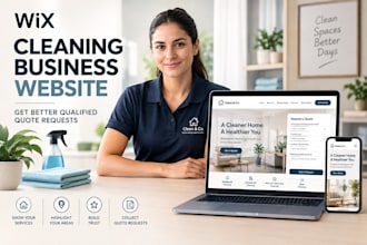 build a wix cleaning janitor business website with a quote request form