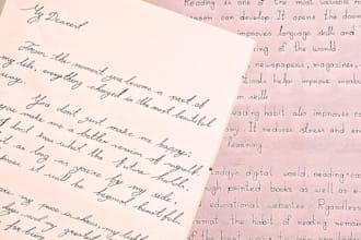 write beautiful cursive handwriting letter and documents