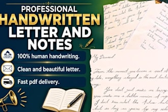 write beautiful cursive handwriting letter and notes