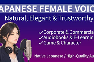 record a natural female japanese voice over for your videos and games