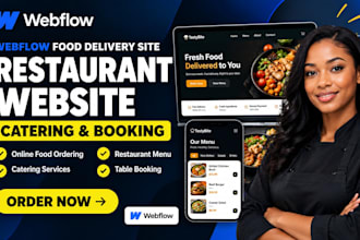 desing webflow food delivery  site catering company site restaurant book