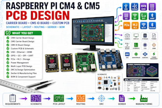 design pcb for raspberry pi compute module cm4 cm5, carrier board, cm5 io board