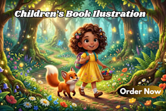 create beautiful children illustrations and watercolor art style