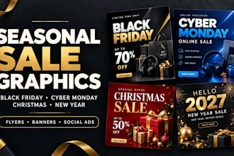 design black friday christmas sale flyer cyber monday and new year sale banner