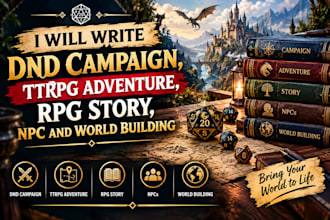 write dnd campaign, ttrpg adventure, rpg story, npc and world building