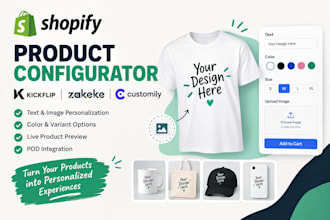 setup kickflip zakeke customily product configurator on shopify print on demand