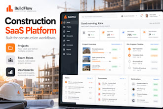 build saas multi tenant app, construction saas website with roles and dashboards