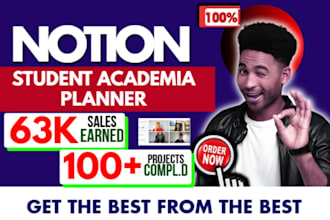 academia student notion productivity planner, daily goal notion dashboard