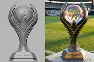 design custom 3d trophy, award, medal models for 3d printing, stl, 3mf, render
