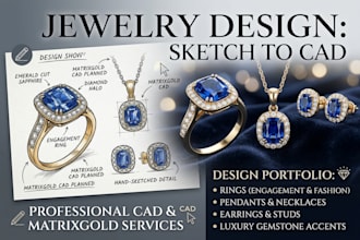 jewelry design sketch cad matrixgold ring pendant earrings luxury gemstone