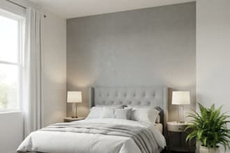 design a modern serene bedroom interior