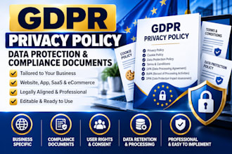 create gdpr privacy policy, data protection and compliance documents