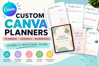 design custom canva planners journals workbooks and templates