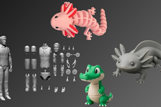 custom 3d articulated model, flexi toys, bjd articulated doll for 3d printing