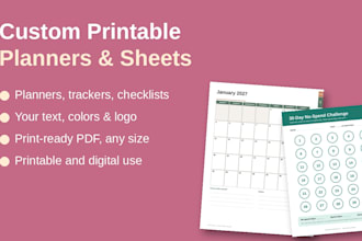 design a custom printable planner, tracker or worksheet PDF