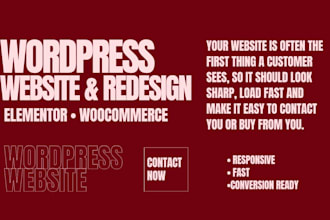 design or redesign wordpress website with elementor and woocommerce