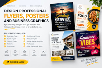 design professional flyers, posters and business graphics