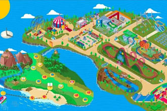 design isometric map, event map or city map ilustration