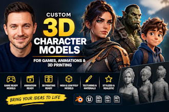 create custom 3d character models for games, animation, and 3d printing