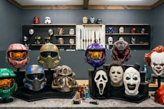 3d print and paint custom 3d mask, 3d helmet, cosplay amor, prop for halloween