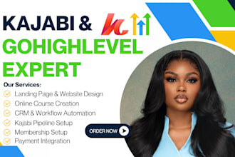design kajabi website, gohighlevel website, kajabi course and ghl landing page