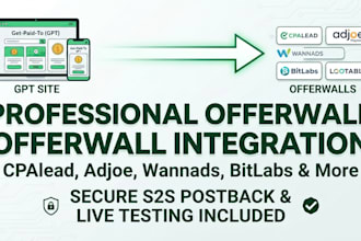 integrate offerwall on your get paid to site with postback