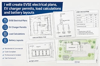 design evse electrical plans ev charger permits load calculations battery layout
