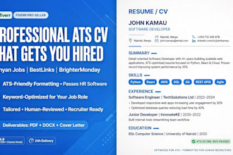 write professional ats CV and cover letter for kenyan jobs